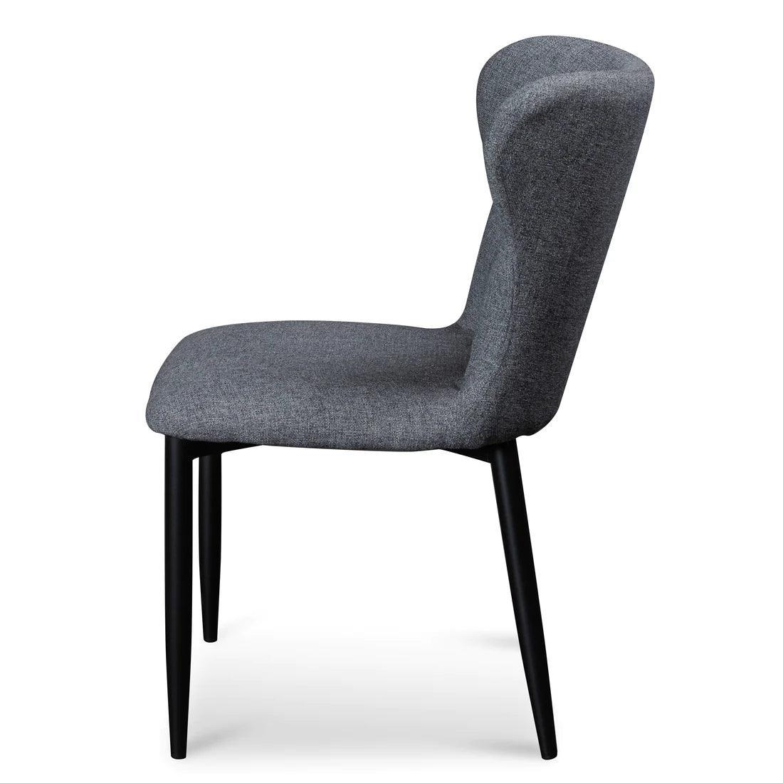 Dank Fabric Dining Chair - Pebble Grey with Black Legs Set of 4 - Furniture Castle