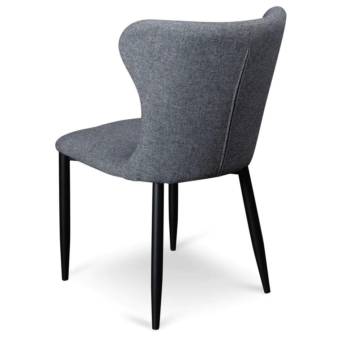 Dank Fabric Dining Chair - Pebble Grey with Black Legs Set of 4 - Furniture Castle