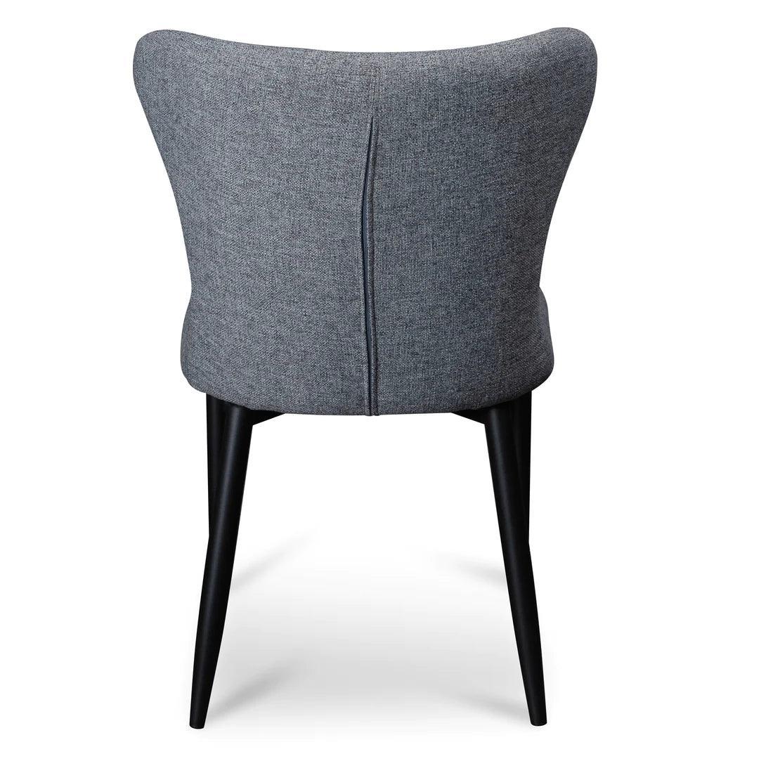 Dank Fabric Dining Chair - Pebble Grey with Black Legs Set of 4 - Furniture Castle