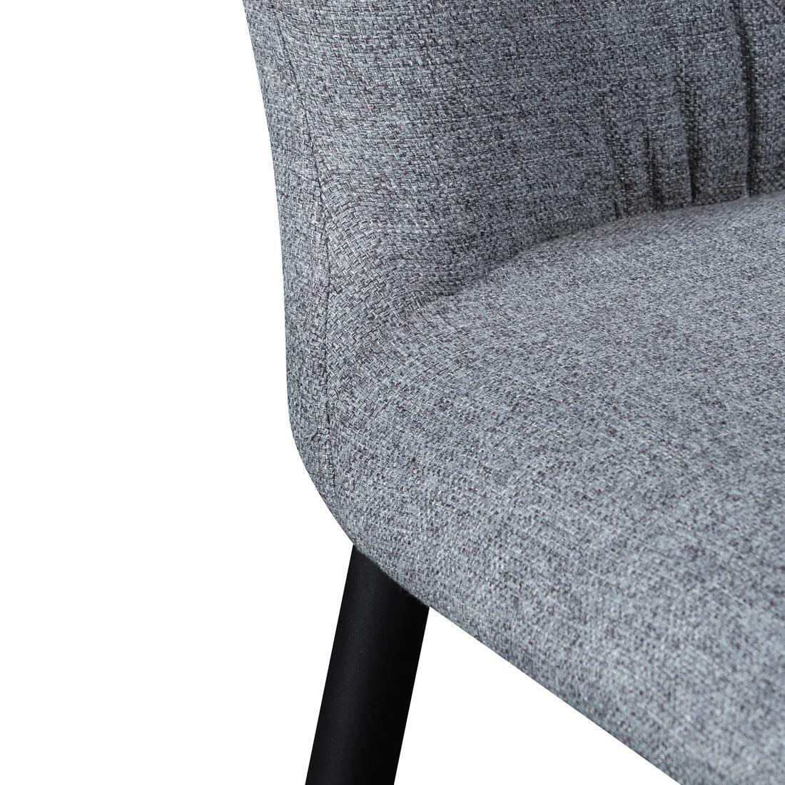 Dank Fabric Dining Chair - Pebble Grey with Black Legs Set of 4 - Furniture Castle