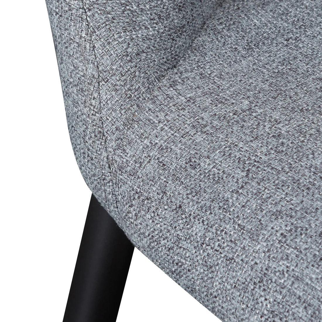 Dank Fabric Dining Chair - Pebble Grey with Black Legs Set of 4 - Furniture Castle