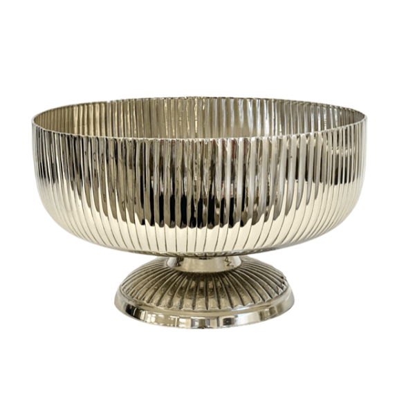 Decor Ribbed Silver Footed 26x15cm - Furniture Castle