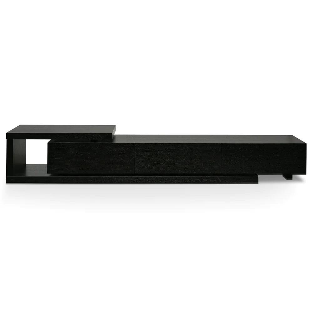 Dennis Extendable 2.4-3.07m Entertainment TV Unit - Full Black - Furniture Castle