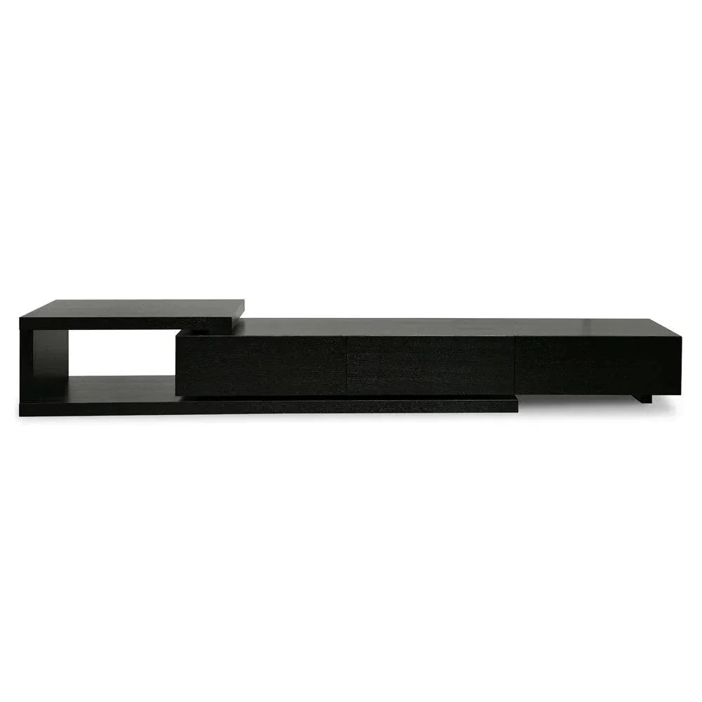 Dennis Extendable 2.4-3.07m Entertainment TV Unit - Full Black - Furniture Castle