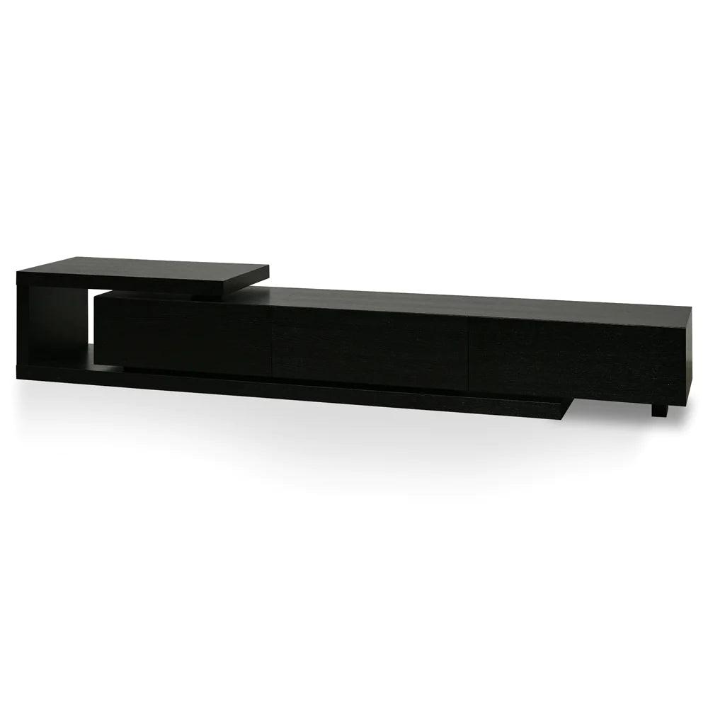 Dennis Extendable 2.4-3.07m Entertainment TV Unit - Full Black - Furniture Castle