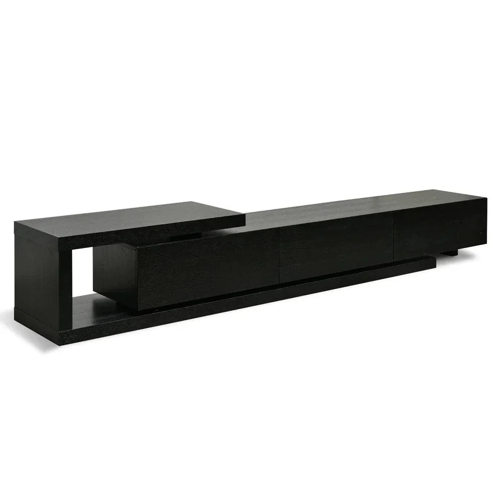Dennis Extendable 2.4-3.07m Entertainment TV Unit - Full Black - Furniture Castle