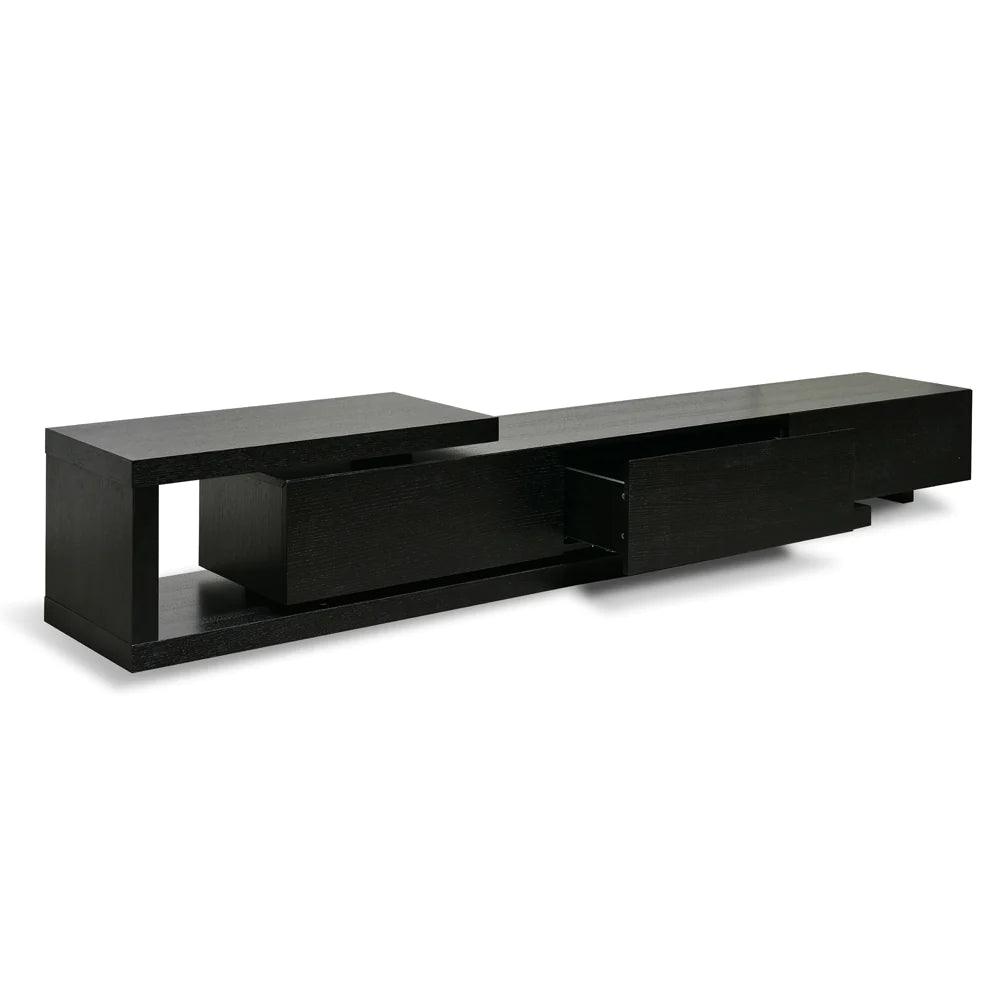 Dennis Extendable 2.4-3.07m Entertainment TV Unit - Full Black - Furniture Castle