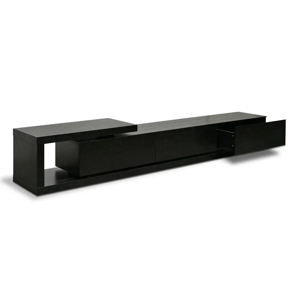 Dennis Extendable 2.4-3.07m Entertainment TV Unit - Full Black - Furniture Castle