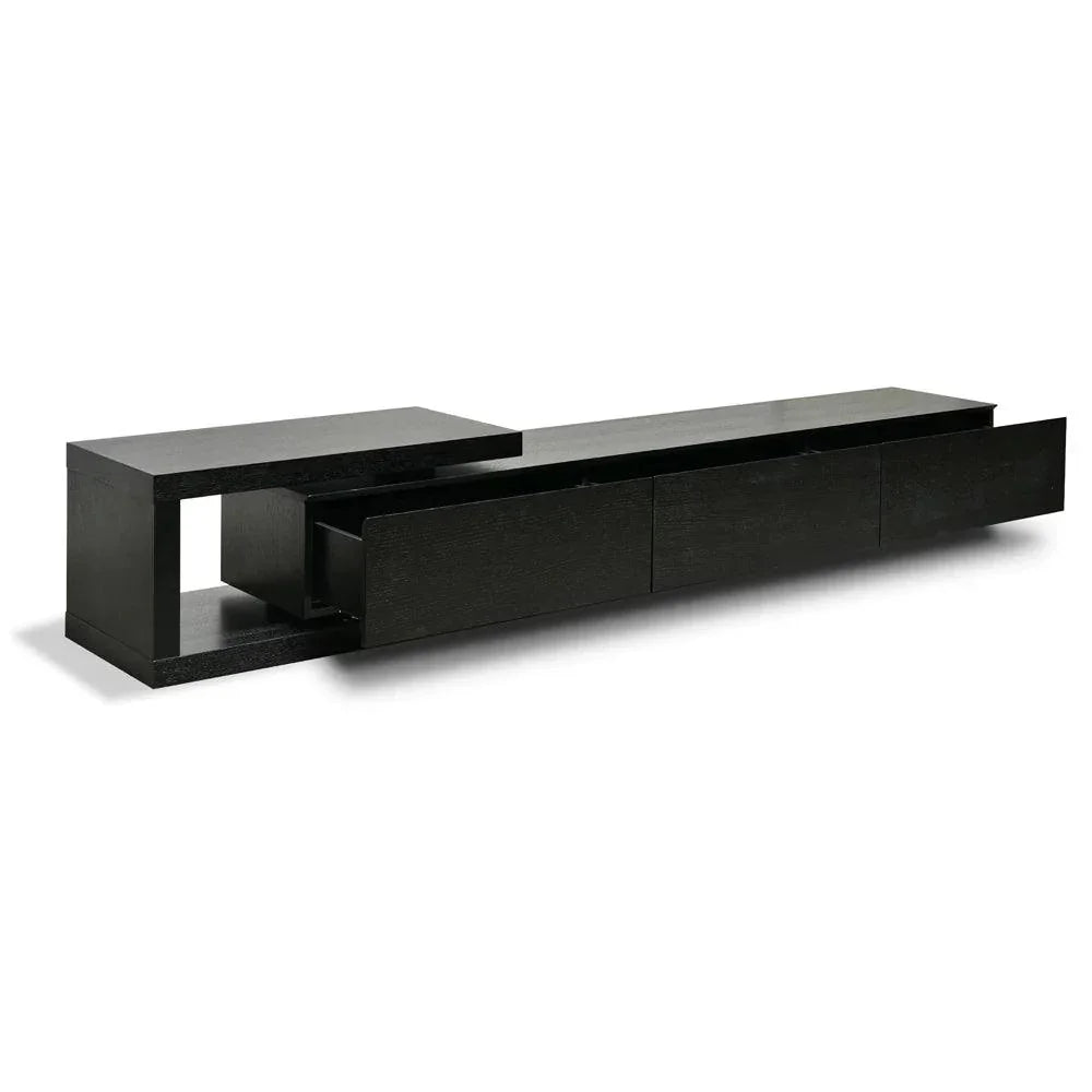 Dennis Extendable 2.4-3.07m Entertainment TV Unit - Full Black - Furniture Castle