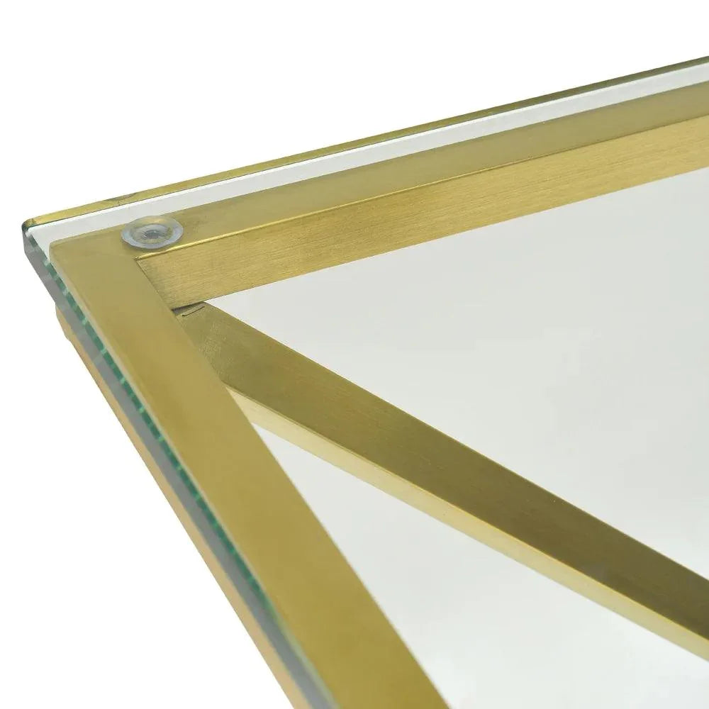 Diamond 1.2m Glass Console Table - Gold Base - Furniture Castle