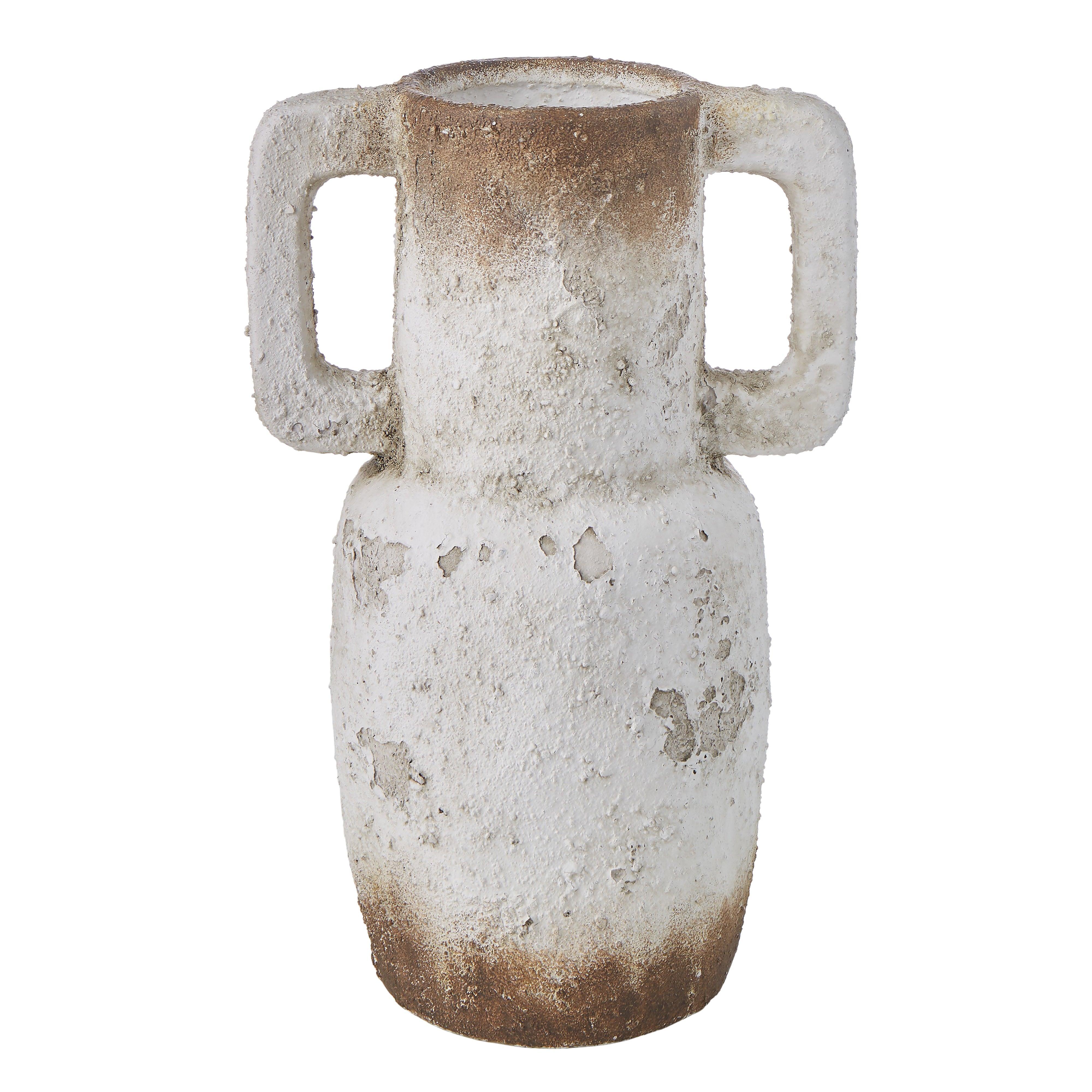 Distressed Two Toned Ceramic Vessel 21.5x15.5x32.5cm - Furniture Castle