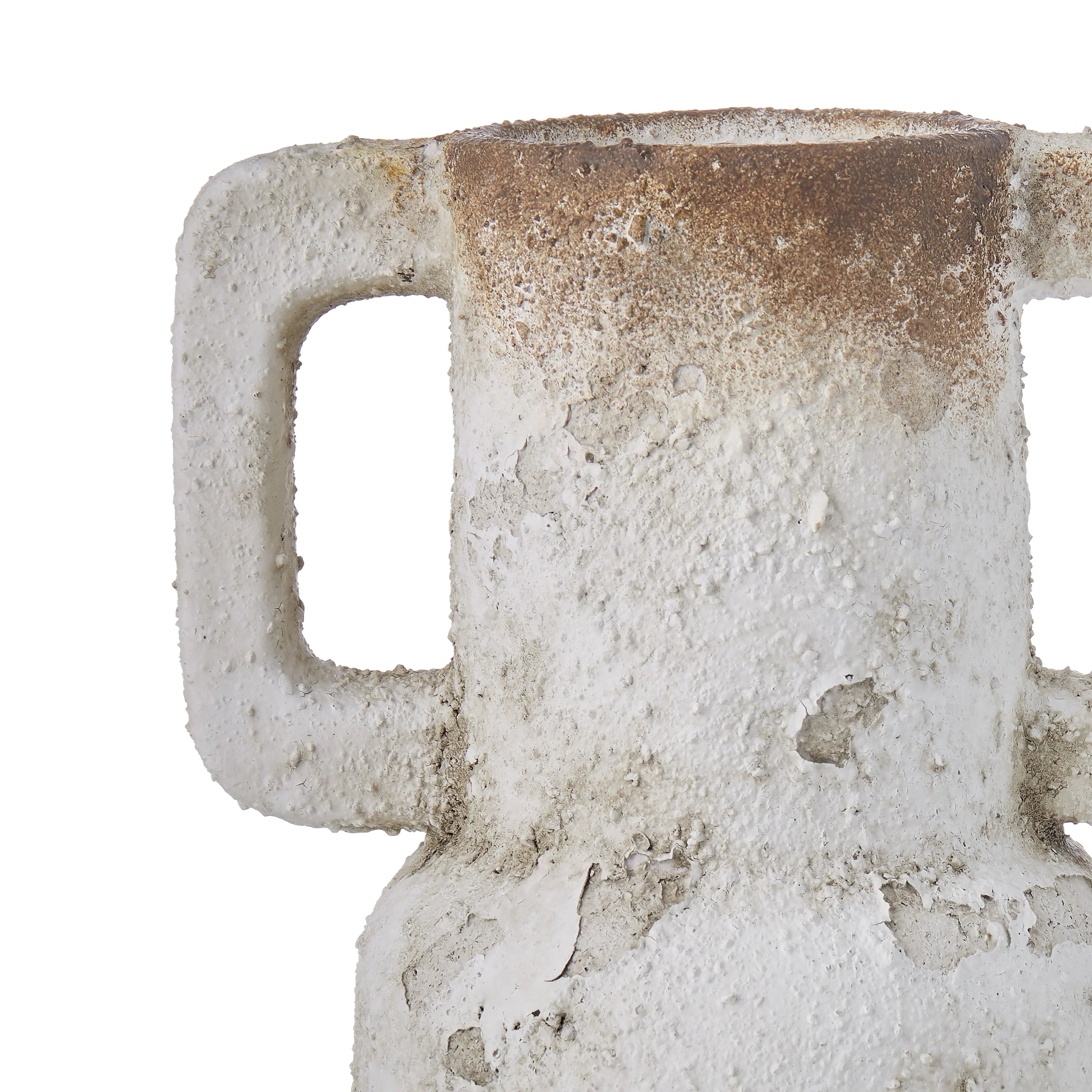 Distressed Two Toned Ceramic Vessel 21.5x15.5x32.5cm - Furniture Castle
