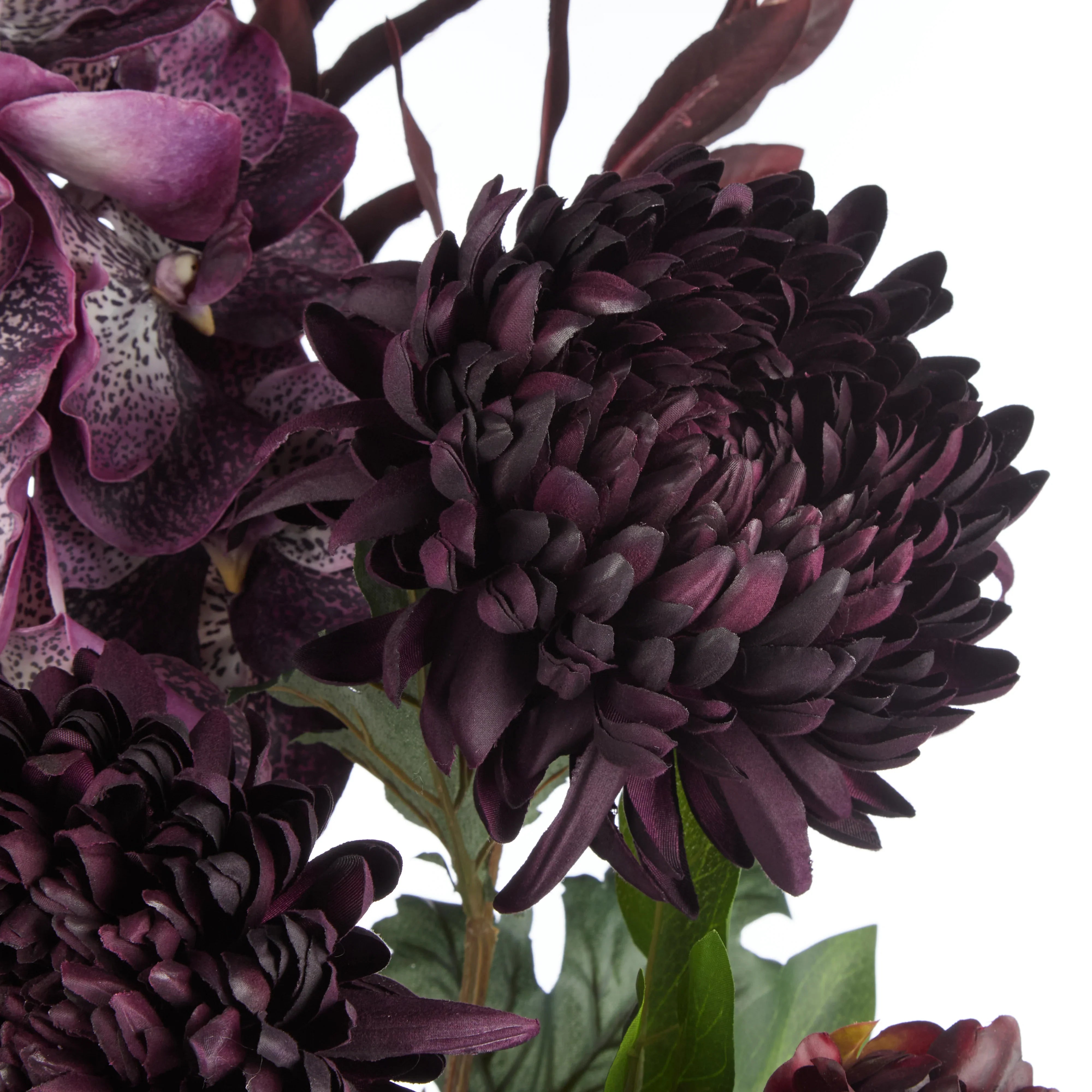 Rogue Vanda Chrysanthemum Peony Mix Bouquet Burgundy & Green 40x40x70cm