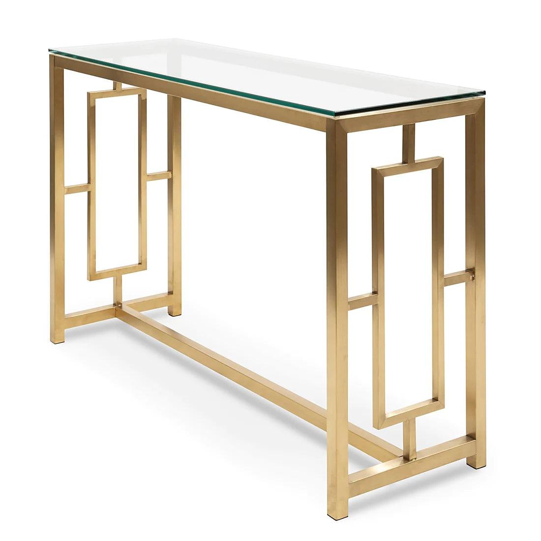 Elegant 1.2 Glass Console table - Brushed Gold Base - Furniture Castle