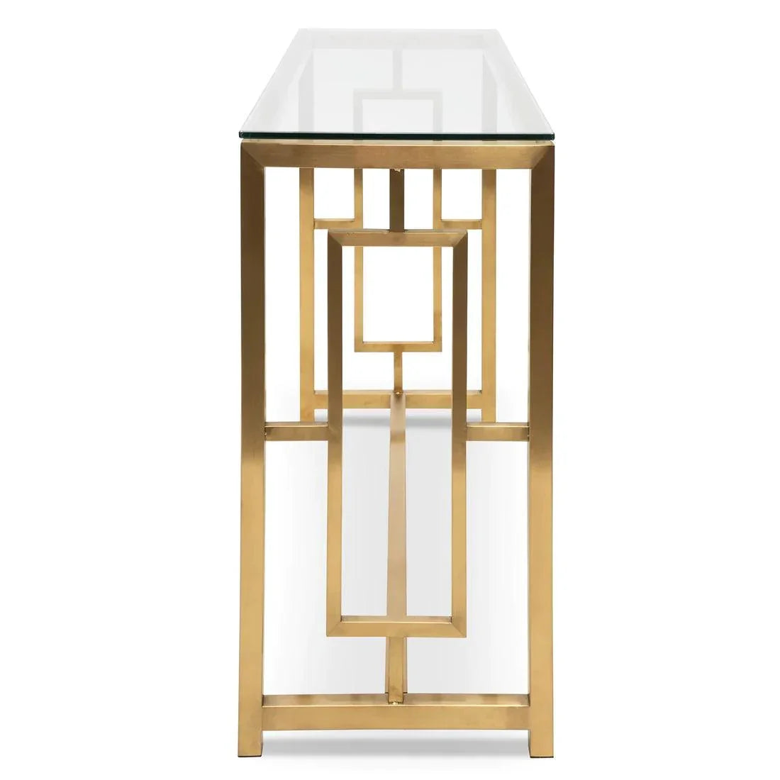 Elegant 1.2 Glass Console table - Brushed Gold Base - Furniture Castle