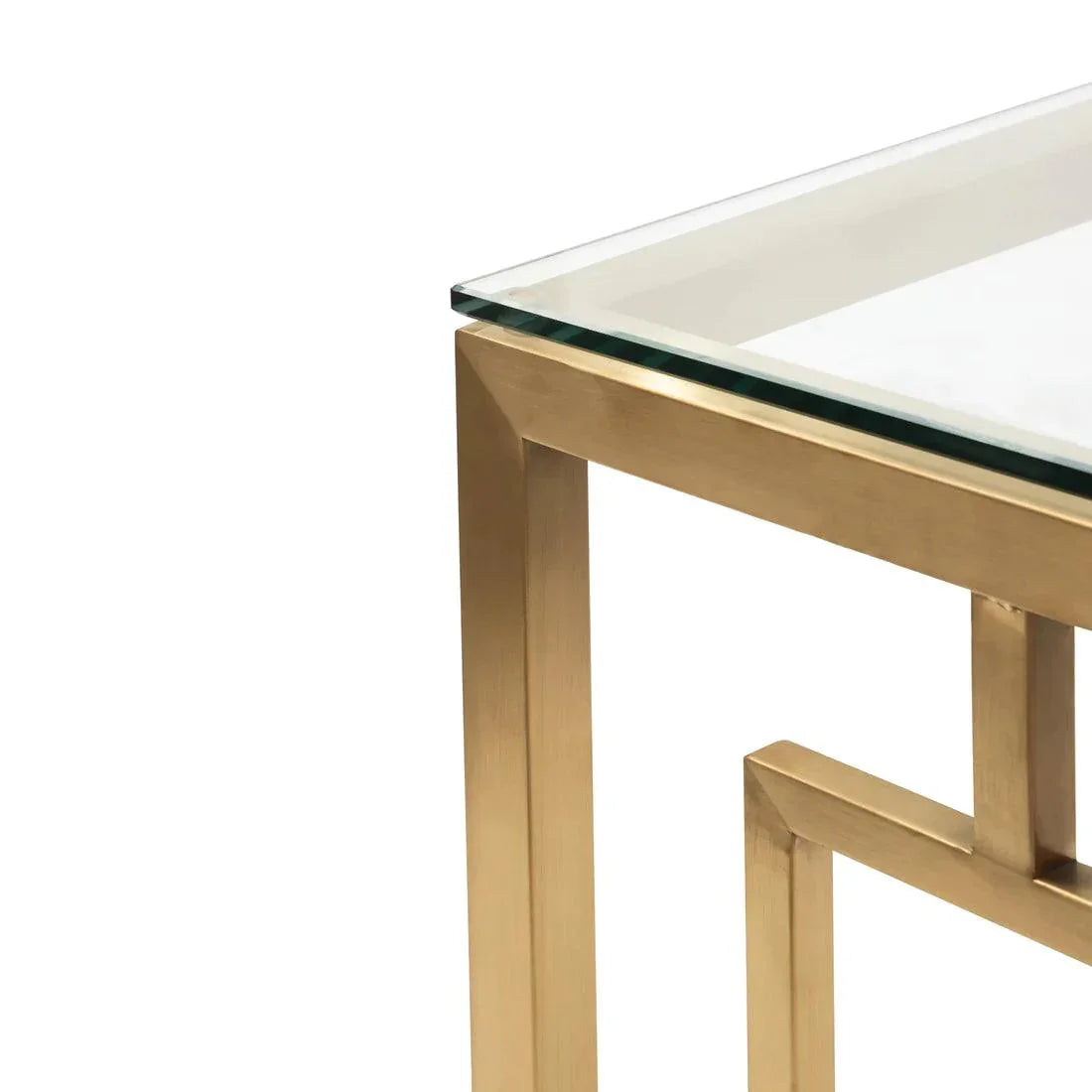 Elegant 1.2 Glass Console table - Brushed Gold Base - Furniture Castle