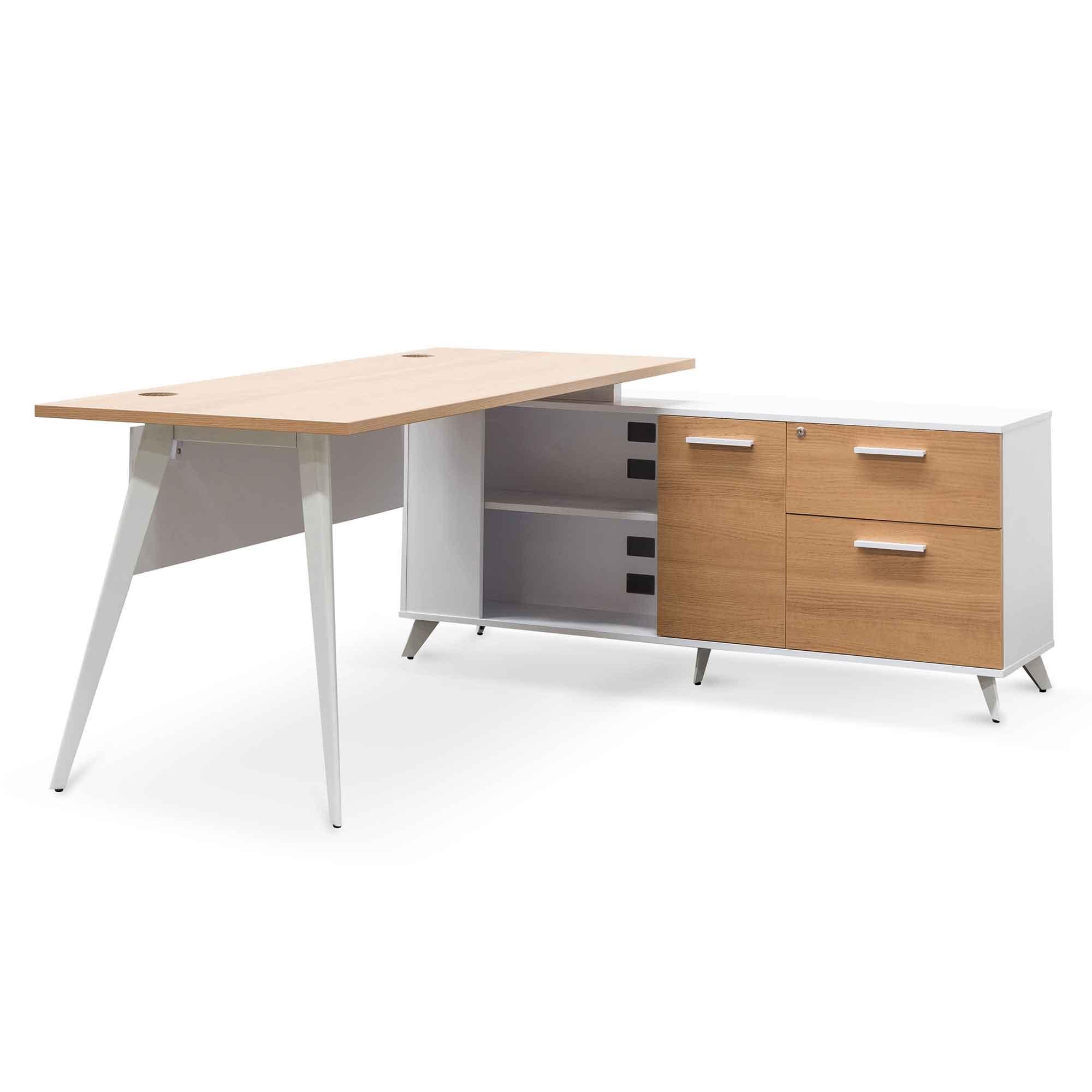 Evlyn 160cm Right Return Executive Office Desk - Natural - Furniture Castle