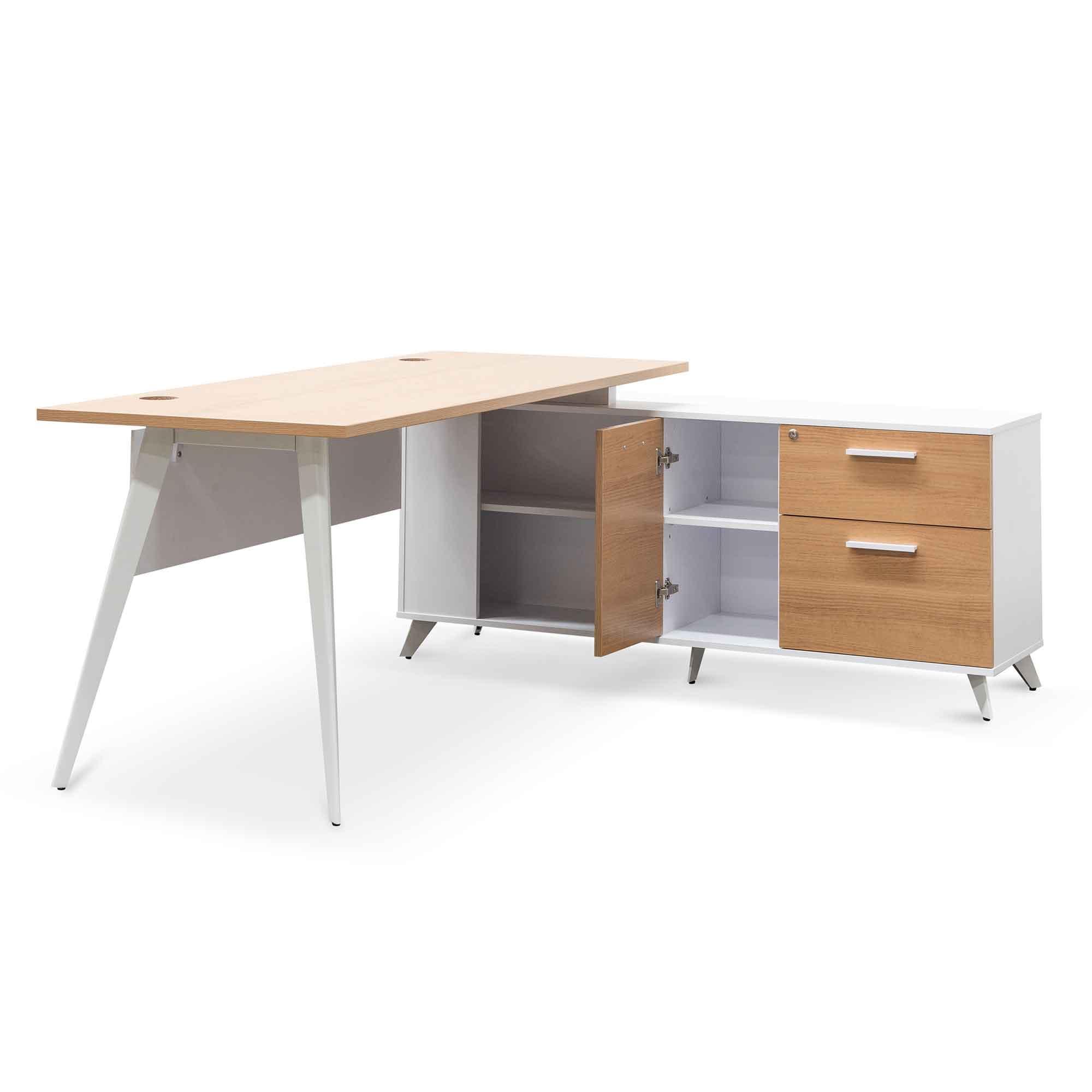 Evlyn 160cm Right Return Executive Office Desk - Natural - Furniture Castle