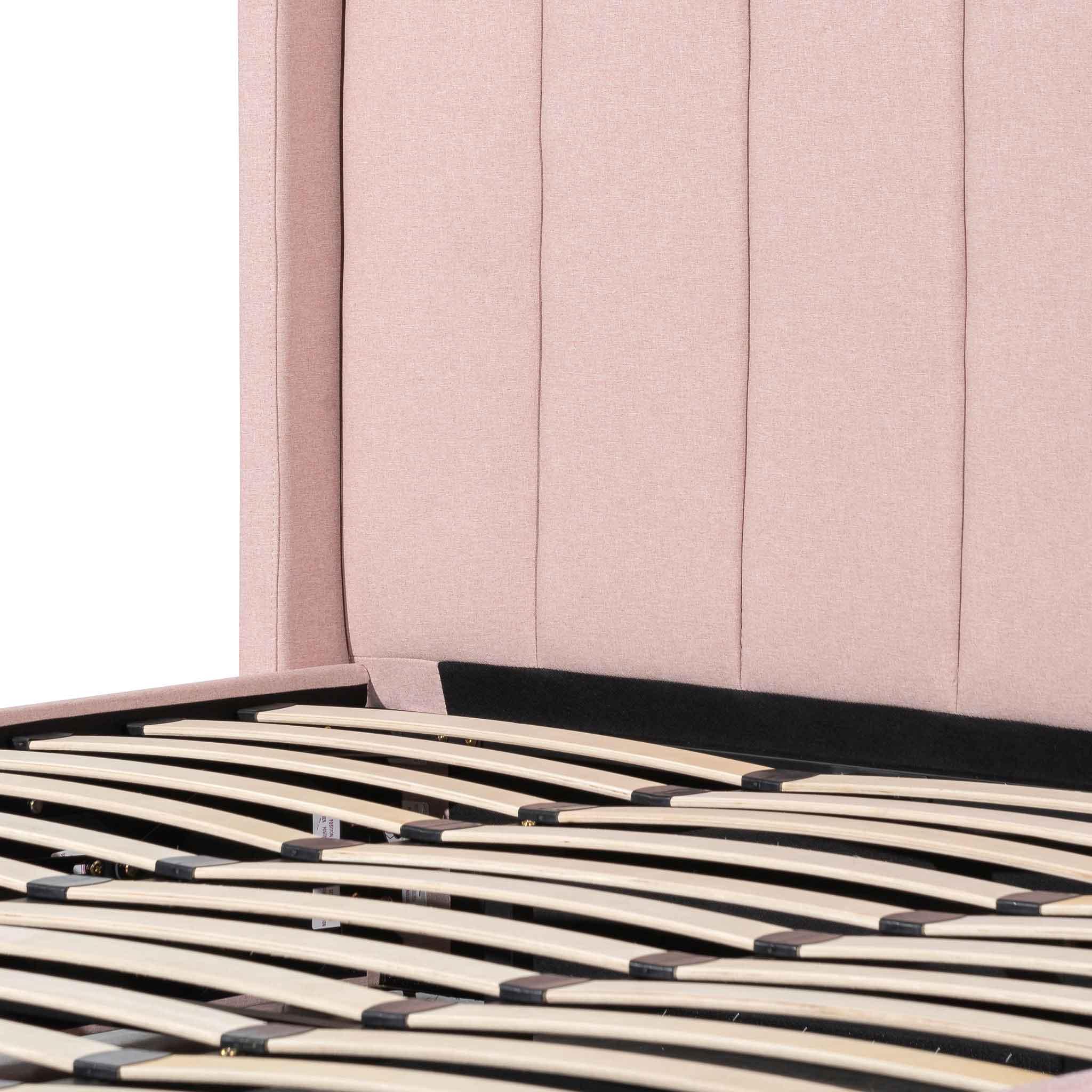 Ex Display - CBD6357-YO Fabric King Bed - Blush Pink with Storage - Furniture Castle