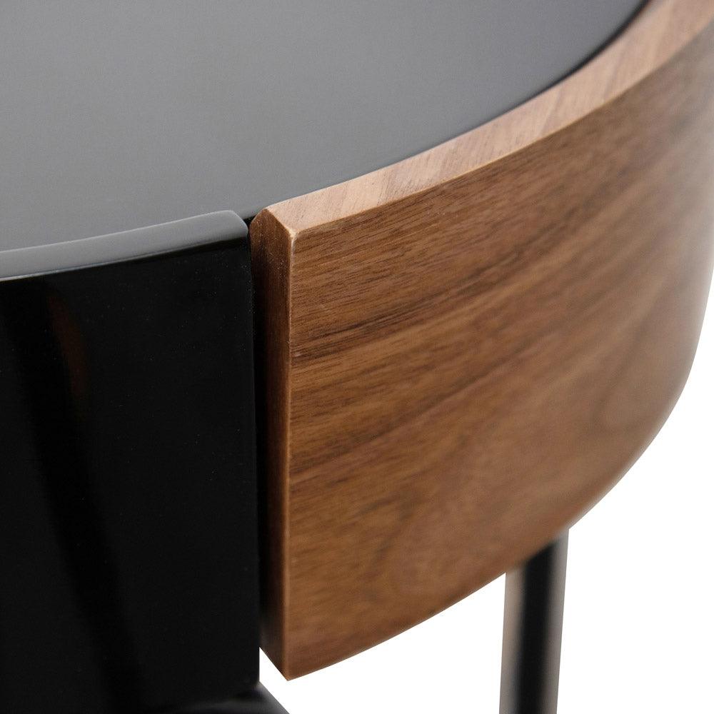 Ex Display - CST2201-IG Round Side Table - Walnut - Black - Furniture Castle