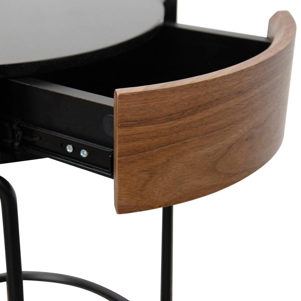 Ex Display - CST2201-IG Round Side Table - Walnut - Black - Furniture Castle