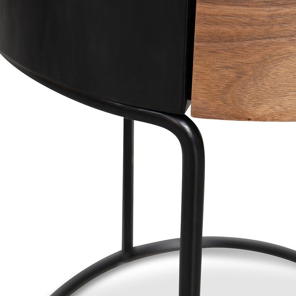 Ex Display - CST2201-IG Round Side Table - Walnut - Black - Furniture Castle