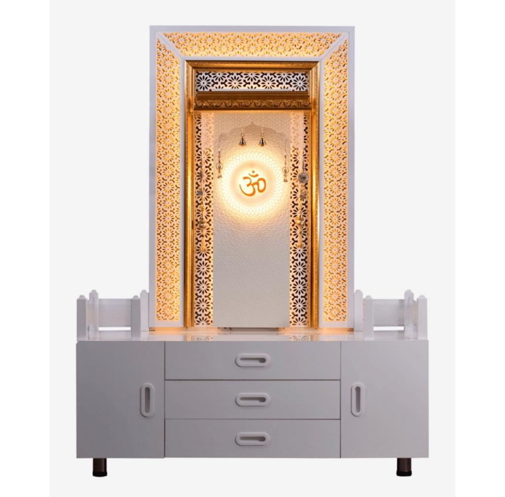 F C Decorative Home Temple With Extra Storage And LED Lighting - Furniture Castle