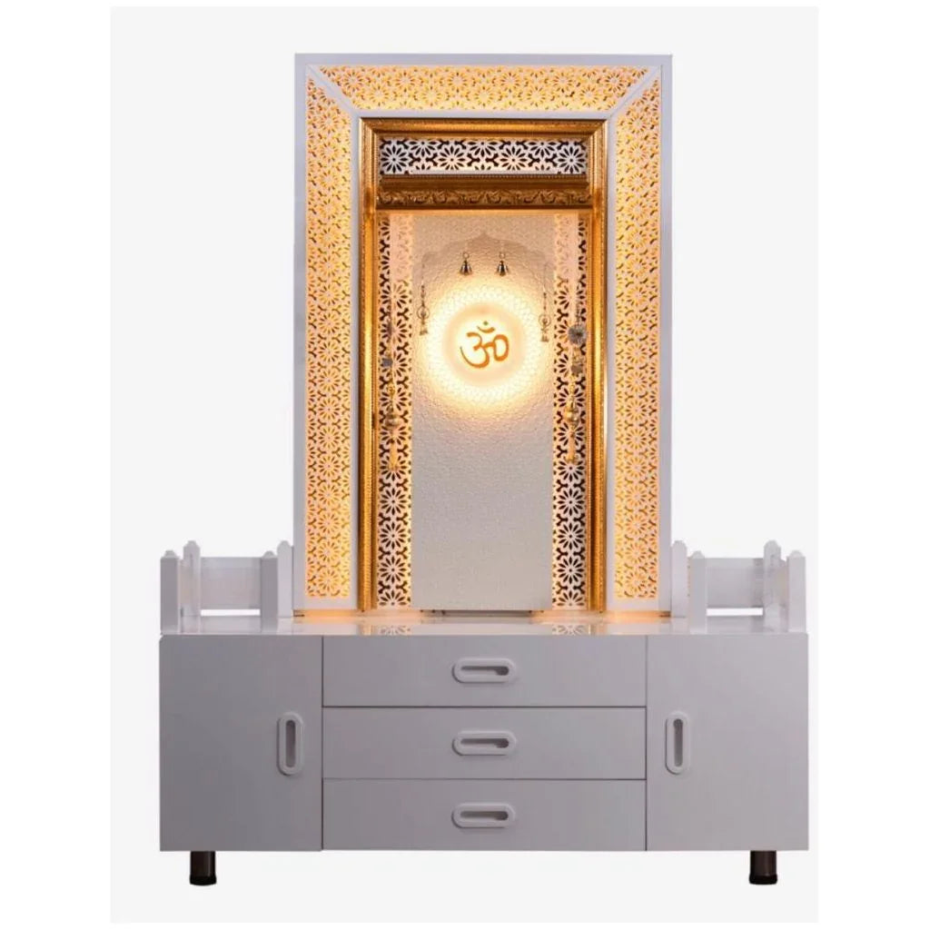 F C Decorative Home Temple With Extra Storage And LED Lighting - Furniture Castle