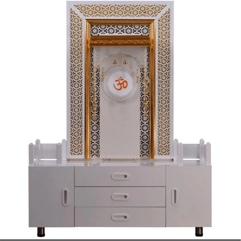 F C Decorative Home Temple With Extra Storage And LED Lighting - Furniture Castle