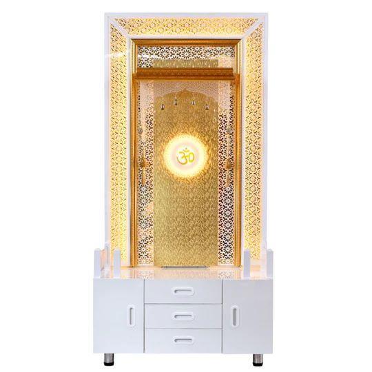 F C Designer Large Wooden Mandir 6ft Height Multi Storage - Furniture Castle