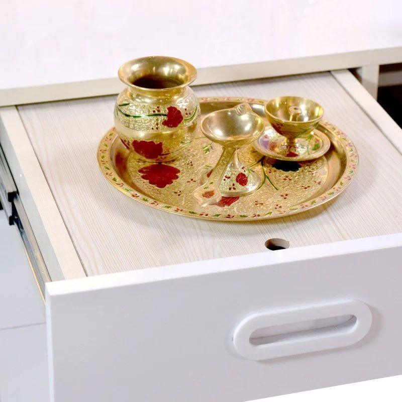 F C Designer Large Wooden Mandir 6ft Height Multi Storage - Furniture Castle