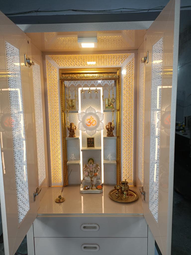 F C Premium Glass Acrylic Anti Scratch Wooden Home Temple - Furniture Castle