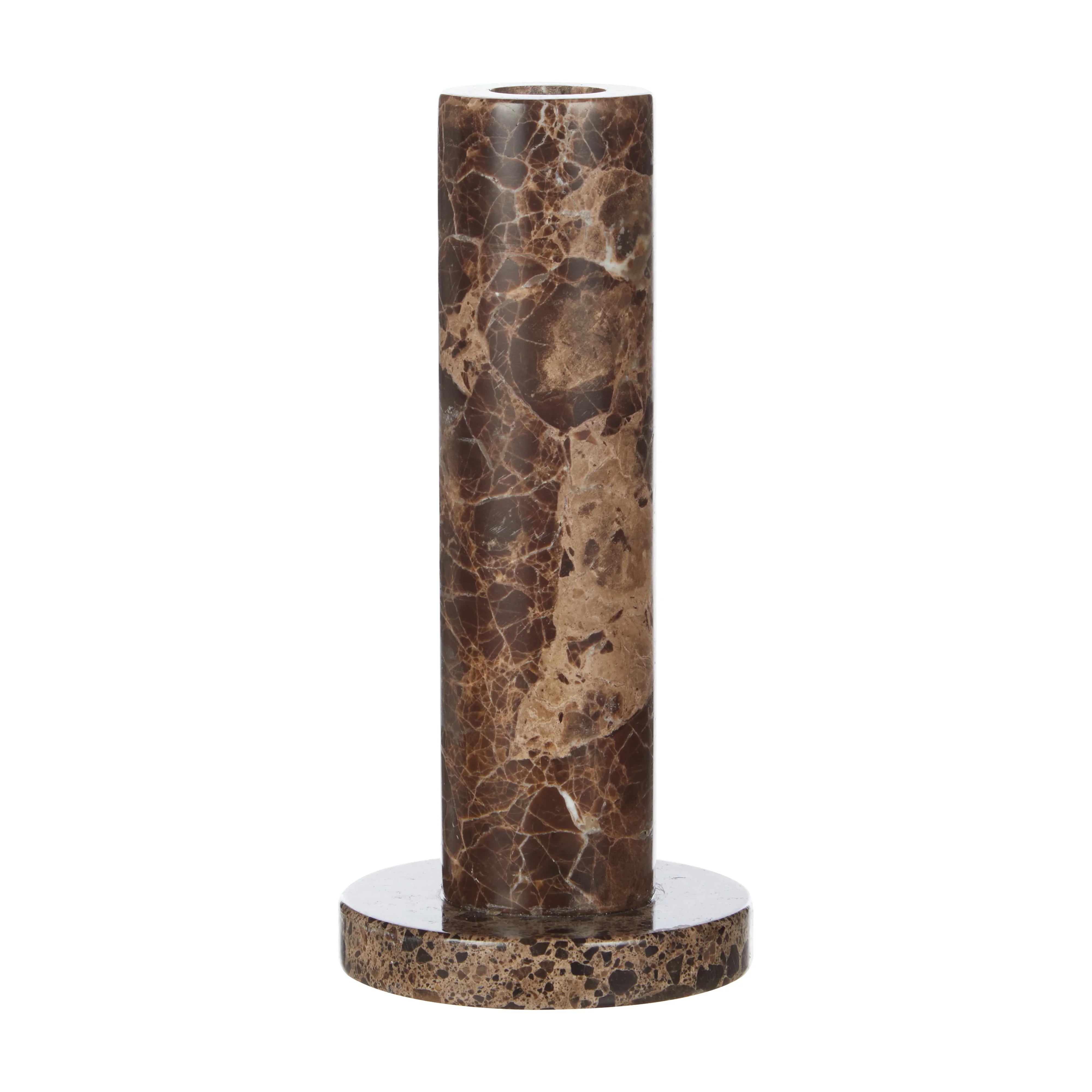 Albert Marble Candle Holder 8x8x17cm Brn