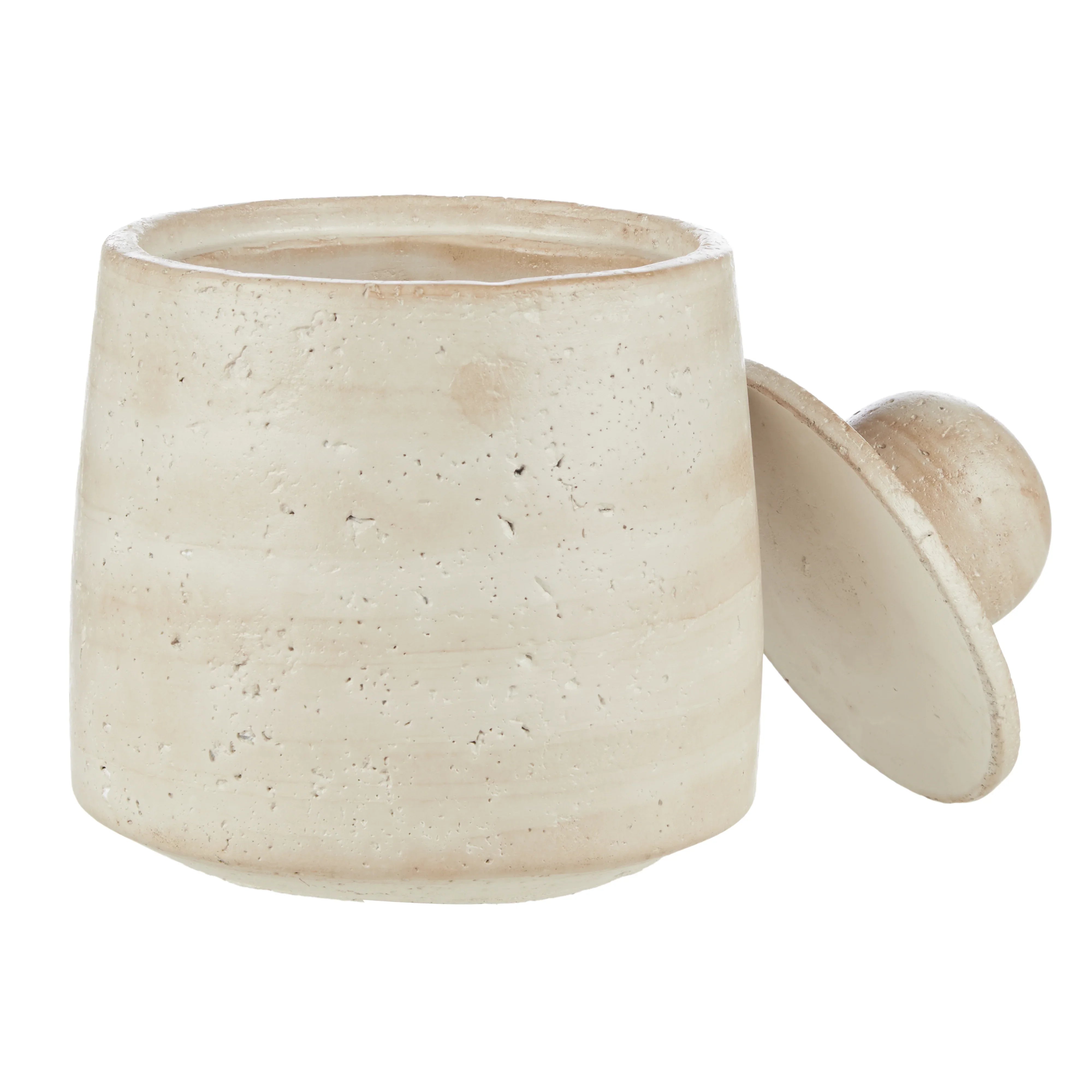 Amalfi Napier Canister Travertine 15x15x19cm