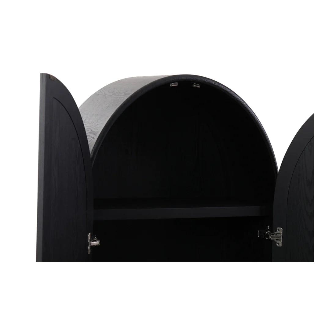 Fantasy Ash Curve Cabinet - Full Black - Furniture Castle
