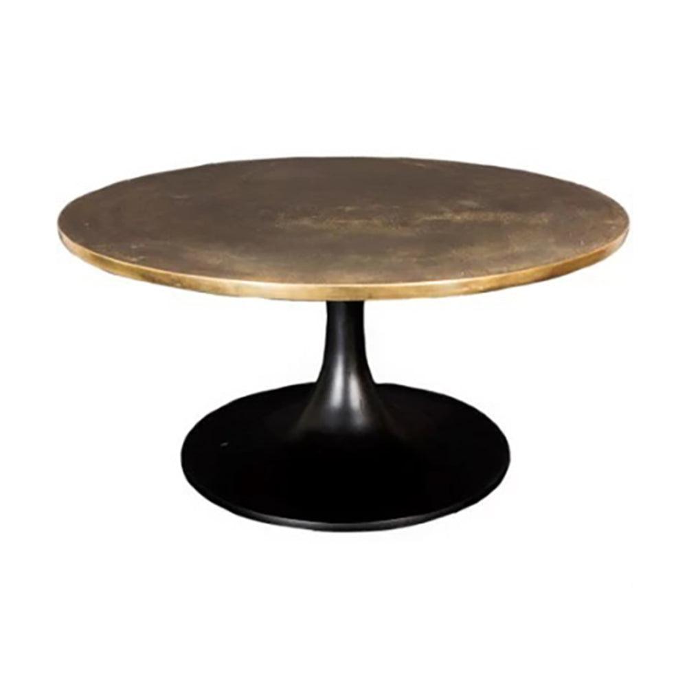 FC Antique Brass Table with Black Base Medium - Furniture Castle
