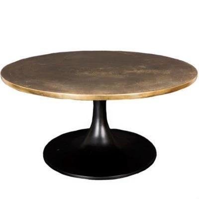 FC Antique Brass Table with Black Base Medium - Furniture Castle