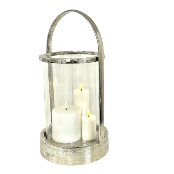 FC Antq Nickle Lantern 24X24X49Cm - Furniture Castle