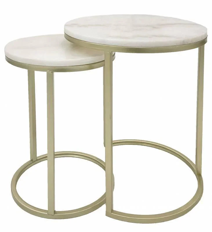 FC Ben Side Table Set of 2 Matt Gold - Furniture Castle