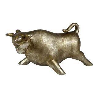 FC Bernado Bull Resin Sculpture 25X13Cm Gold - Furniture Castle