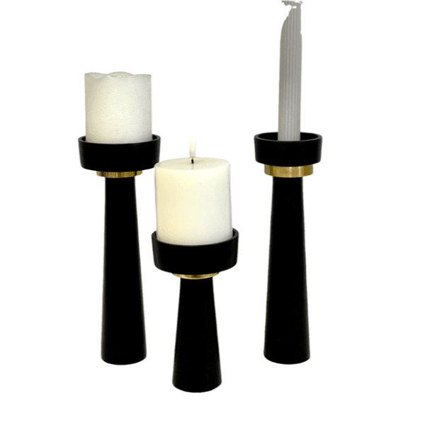 FC Black/Gold Candlestick large 16cm - Furniture Castle