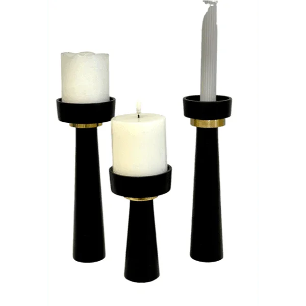 FC Black/Gold Candlestick large 16cm - Furniture Castle