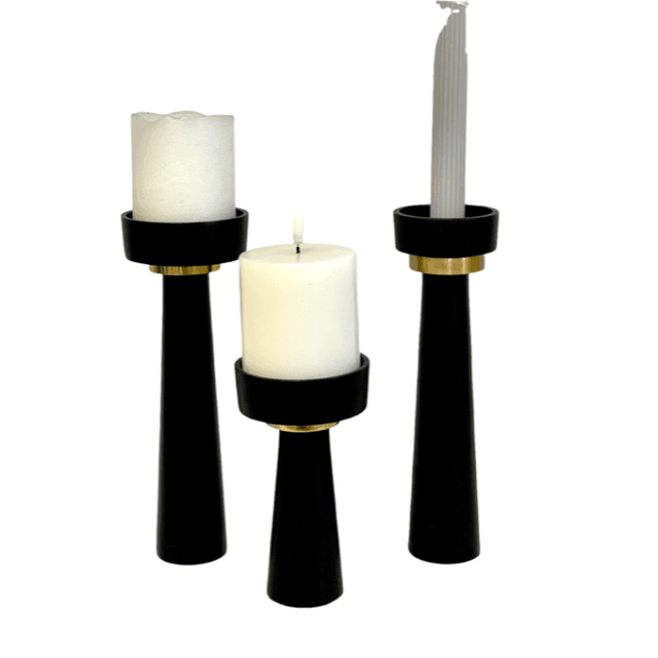 FC Black/Gold Candlestick large 25cm - Furniture Castle