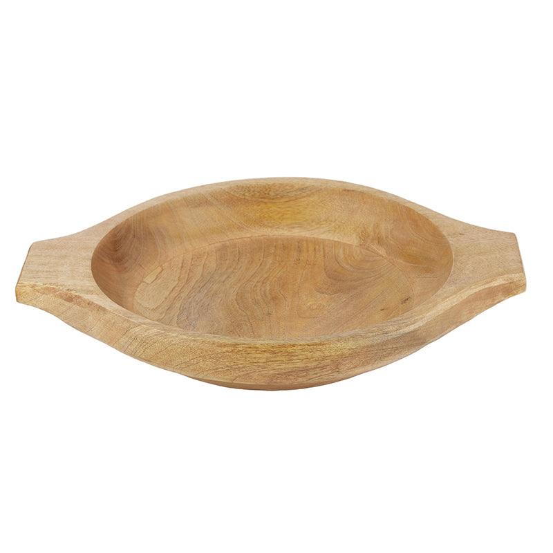 FC Caleb Wood Bowl W Handles 30x38cm Nat - Furniture Castle