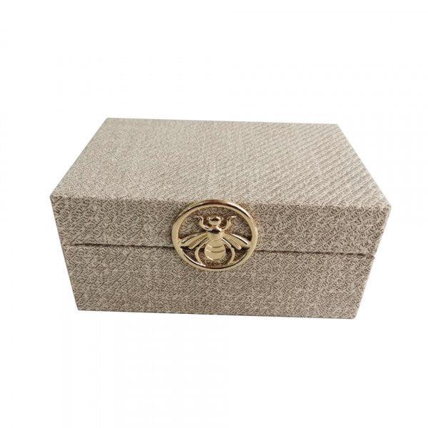 FC Cream Fabric Textured Bee Box 18X13X8 - Furniture Castle