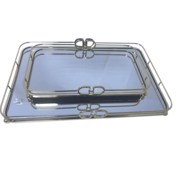 FC Gettes Rectangle Gold Tray Large 45x30x6 - Furniture Castle