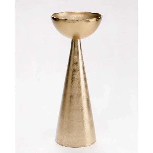FC Gold Tone Cone Pillar Holder 26cm x 14cm - Furniture Castle