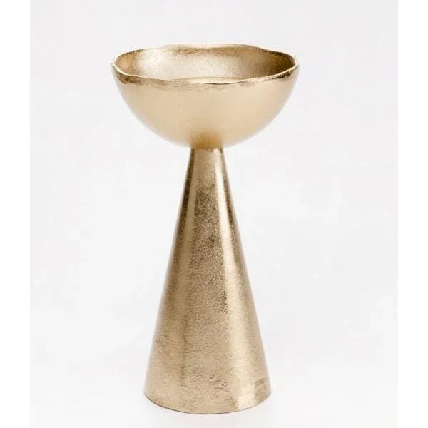 FC Gold Tone Cone Pillar Holder 26cm x 14cm - Furniture Castle