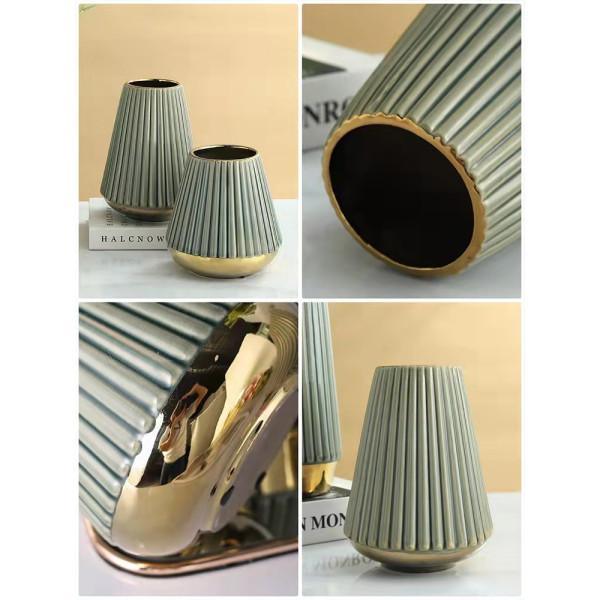 FC Green And Gold Accordion Ceramic Large - Furniture Castle