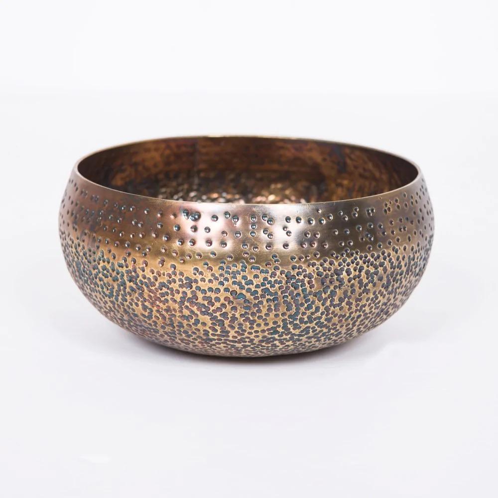 FC Hammered Bowl Brass Antqiue Large - Furniture Castle